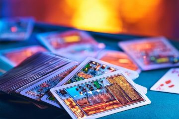 abstract card game on tabletop, generated by Adobe Firefly