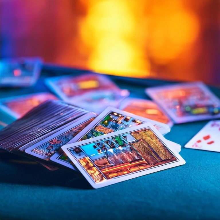 abstract card game on tabletop, generated by Adobe Firefly