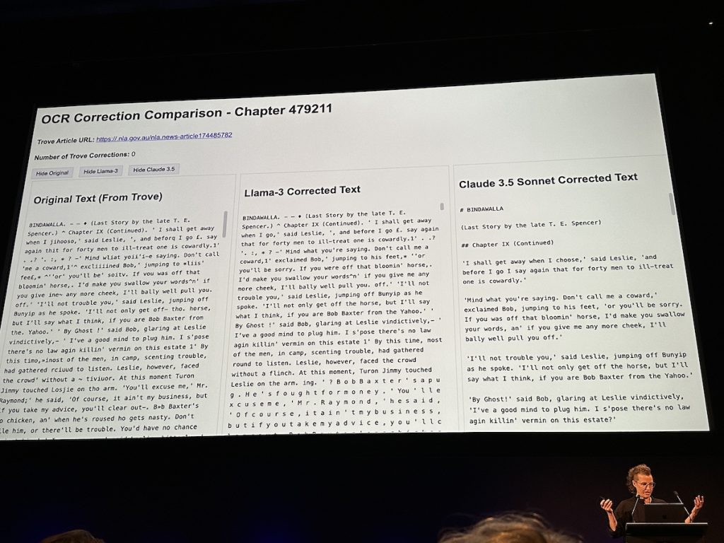 Conference slide on OCR correction from Fantastic Futures, the international conference on AI for Libraries, Archives, and Museums