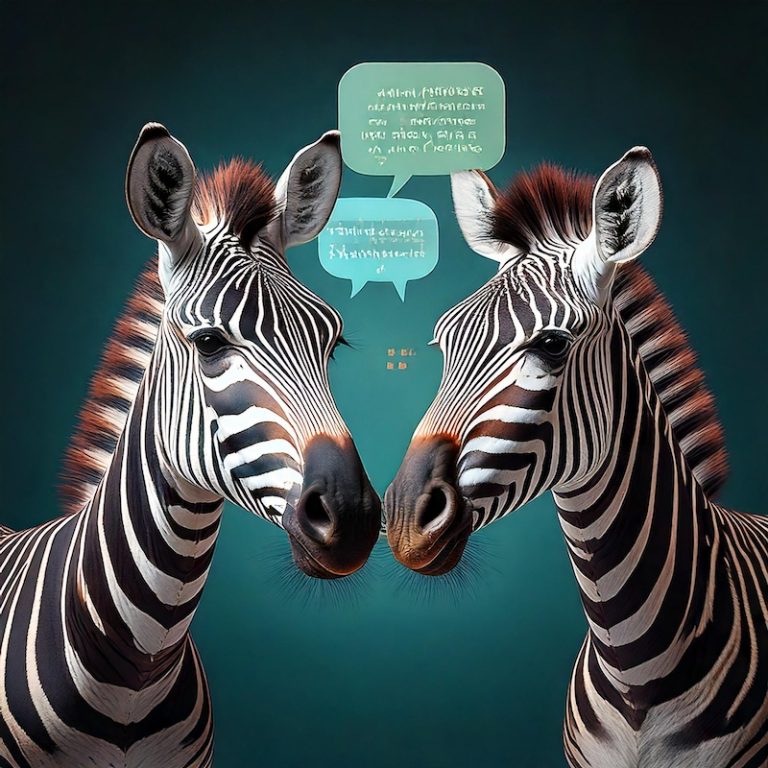 zebras chatting, generated by Adobe Firefly