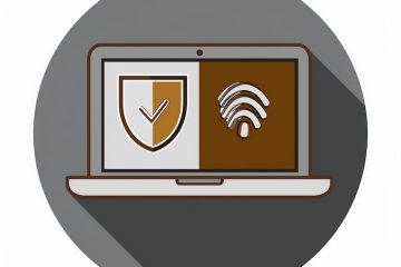 Laptop with security and wifi symbols, generated by Adobe Firefly